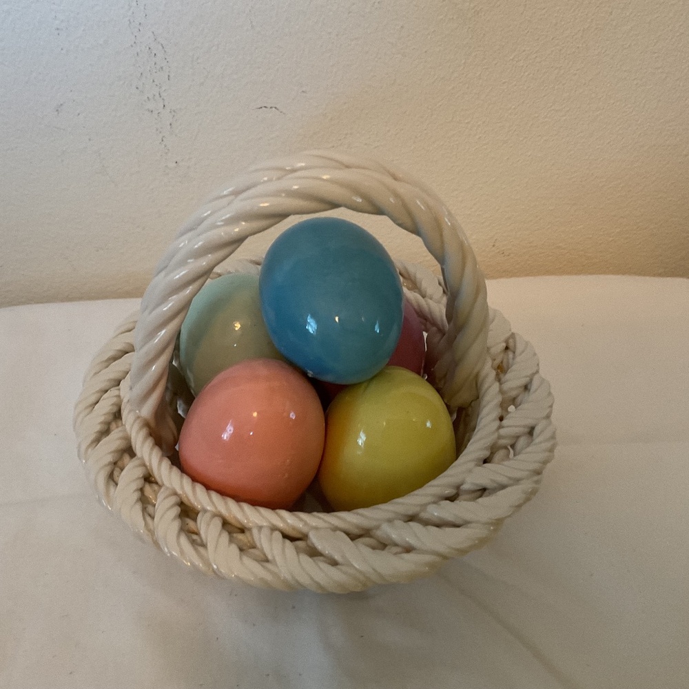 A Capmodimonte Easter Basket with Easter Eggs